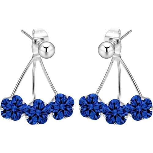 Hainon New Fashion Blue Pink Cubic Zirconia Earrings New Crystal Flower Earring Cute Earrings For Women Jewelry Christmas Gifts