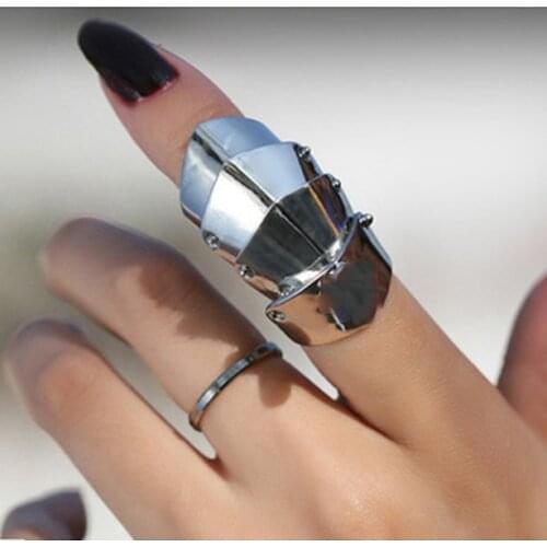 1PCs The Latest Fashion Trend Retro Punk Style Creative Joint Armor Knuckle Metal Ring Men And Women Can Wear Jewelry Gift