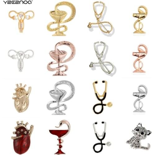 Men Women Snake Cup Enamel Doctor Nurse Cat Brooch Pin Denim Jackets Collar Badge Pin Button Brooches Bag Accessories