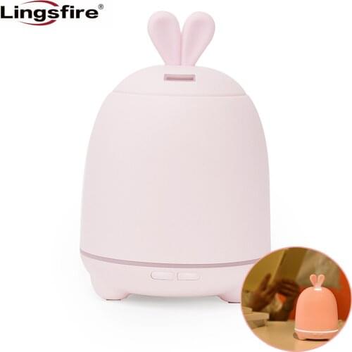 100ML Rabbit Aromatherapy Humidifier USB Ultrasonic Air Aroma Humidifier 7 Color Lights Essential Oil Aroma Diffuser for Bedroom
