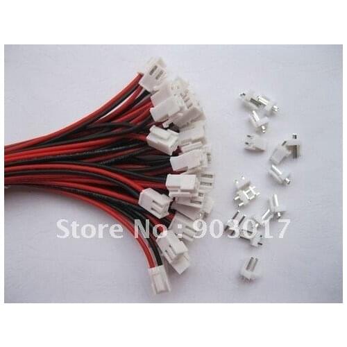 100 pcs 3.96mm VH3.96 2 pin Female Wire with Male pin Connector Leads 22AWG 2 color Red and Black 300mm(12inch) Leads