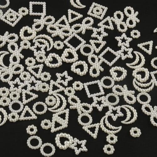 100pcs/lot Star Heart White Imitation Pearl Acrylic Beads Jewelry Findings Handmade for DIY Bracelet Earrings Hair Accessories