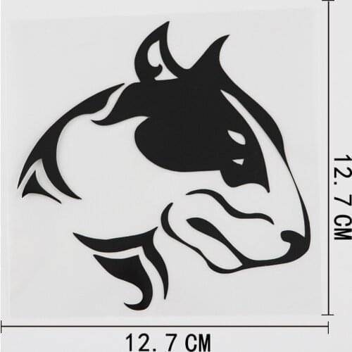 12.7CMX12.7CM Fun Tribal Bull Terrier Dog Decal Vinyl Car Sticker Black/Silver 8A-0016