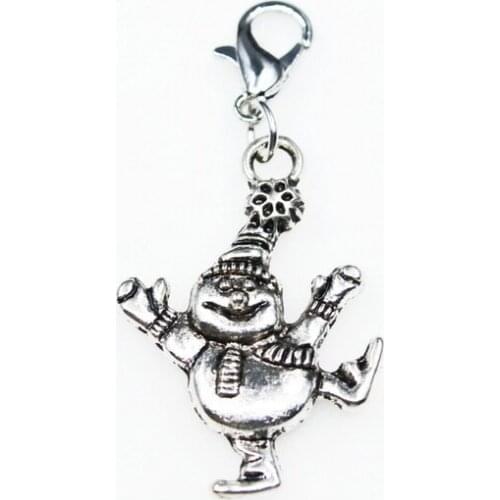 20pcs Snowman Dangle Charms Lobster Clasp Hanging Charms DIY Bracelet Bangle Jewelry Accessory Charms