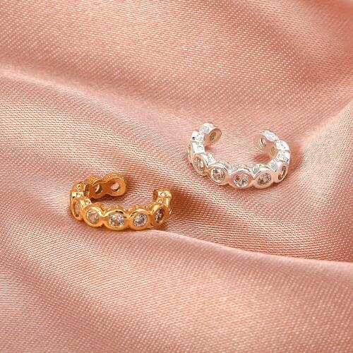2021 New Creative Simple Temperament Clip Earring For Women Inlaid Rhinestone Metal Non-hole Earrings Fashion Jewelry
