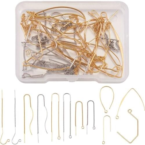 24pcs/box Mixed Color Brass Stud Earring Findings Long Tassel Earrings Ear Line Earrings For Women Gift DIY Jewelry Making