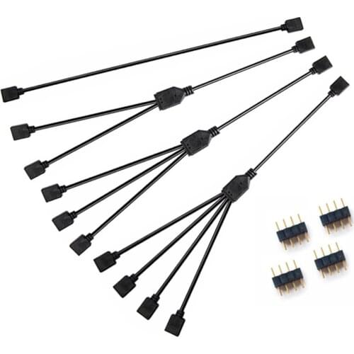 3PIN 4PIN RGB fan Splitter Convert Cable Connector 1 to 1 2 3 4 RGB fan Adapter For RGB fans 3528 5050 LED Strip Tape