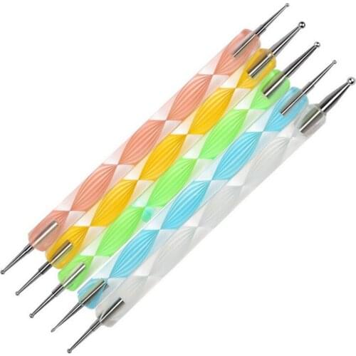 5 Pcs Dotting Pen 2 Way Handle Marbleizing Dotting Tool for Nail Art Manicure Pedicure