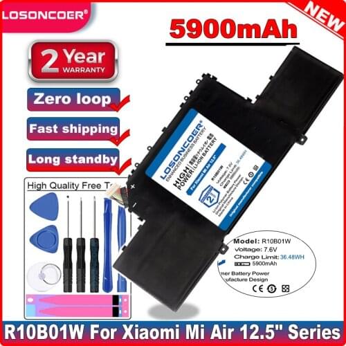 LOSONCOER Good Quality Battery 5900mAh R10B01W R10BO1W Laptop Battery for Xiaomi Mi Air 12.5" Series Tablet 7.6V /36.48WH