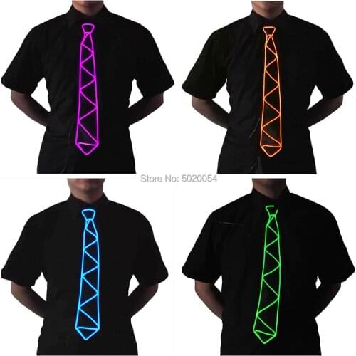Apparel Accessories 10 Colors Optional Cotton EL Glowing Light Up Necktie Men Gift LED Illumianting Ties Black Flashing Tie