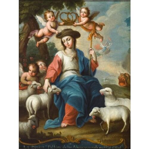Free shipping classical religious figures angels crown sheep canvas prints oil painting on canvas wall art decoration picture