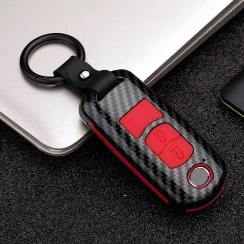ABS Carbon Fiber Silicone Car Key Case Cover For Mazda 2 3 Atenza Axela 6 BL BM GJ CX-5 CX5 KE KF CX3 CX7 CX9 MX5 2010-2017