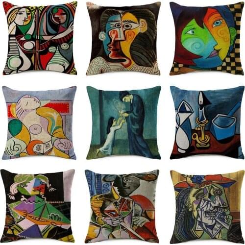 Picasso Portrait Cushion Covers Famous Art Oil Painting Pillow case 45X45cm Bedroom Sofa Decoration