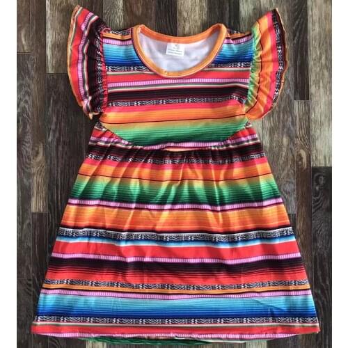 Children Summer Clothing Colored Girls Summer Flutter Striped Fashion Sleeveless Dress