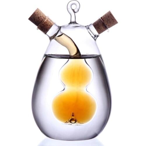 Double layer Kitchen Supplies Creative Oil and Vinegar Cruet Soy Sauce Vinegar Bottle With 2 Outlets Seasoning Bottle Glass Oil