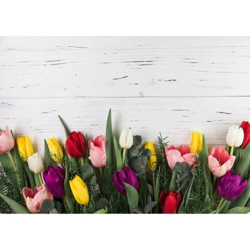 White Wooden Board Flowers Photo Background Vinyl Cloth Photography Backdrop for Children Lovers Baby Shower Toy Photocall Props