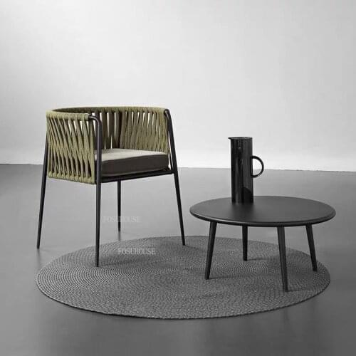 FOSUHOUSE Outdoor Rattan Chair Nordic Beach Chairs Outdoor Furniture Balcony Garden Leisure Sofa Chair Living Room Armchair