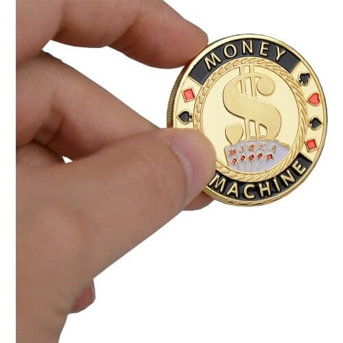 Hot Quality Poker Card Guard Protector Metal Token Coin with Plastic Cover Texas Poker Chip Set Casino MONEY MACHINE