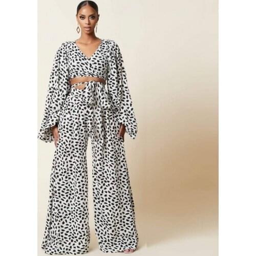 Two Piece Set Traditional African New Dashiki Fashion Long Sleeve Top And Wide Legs Pants Party Women Outfits Africa Clothing