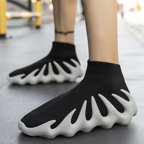 Large Size Octopus Bottom High-top Couple Socks Shoes Childrens Sneakers Breathable Flying Woven Casual Sports Shoes Anti-Odor