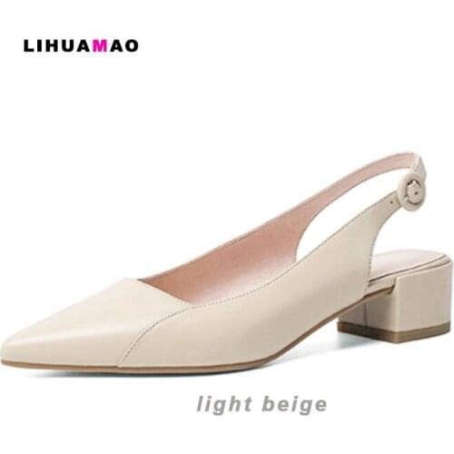 LIHUAMAO square heel slingback shoes for women pointed toe slip on pumps ladies high heel wedding shoes pumps party dancing