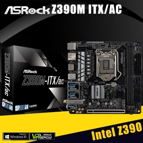 ASRock Z390M-ITX/ac Motherboard LGA 1151 DDR4 64GB PCI-E 3.0 M.2 Interface SATA III Interface Display Port Desktop Intel Z390