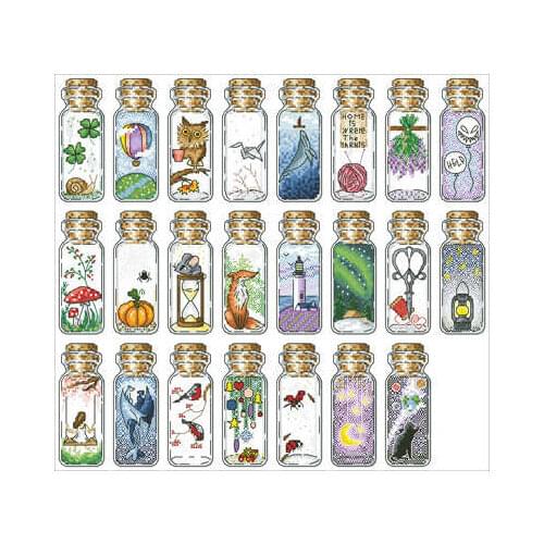 Self-matching parts, plastic board, refrigerator magnet,Wishing bottle 1 Cross Stitch embroidery needlework Sets home decor