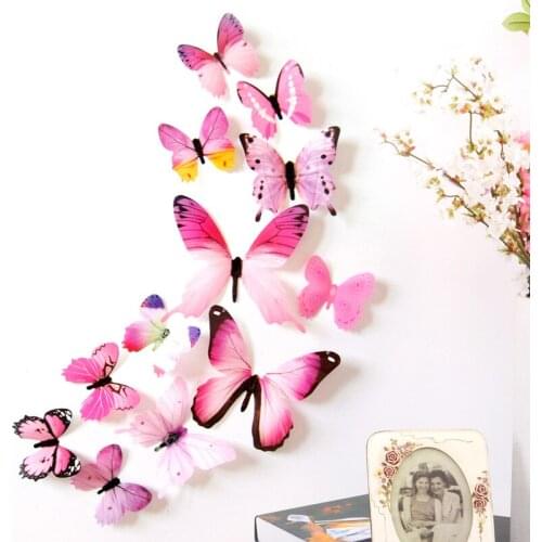 12Pcs Butterflies Wall Sticker Decals Stickers On The Wall New Year Home Decorations 3D Butterfly PVC Wallpaper For Living Room