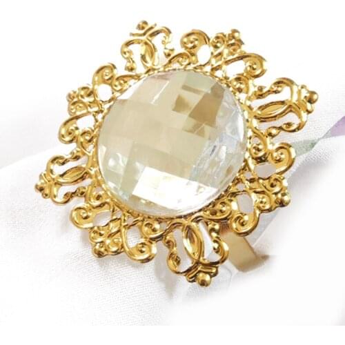 2016New Gold-Clear Napkin Ring for Weddings Party Hotel Banquet Dinner Decor NR01-GCL