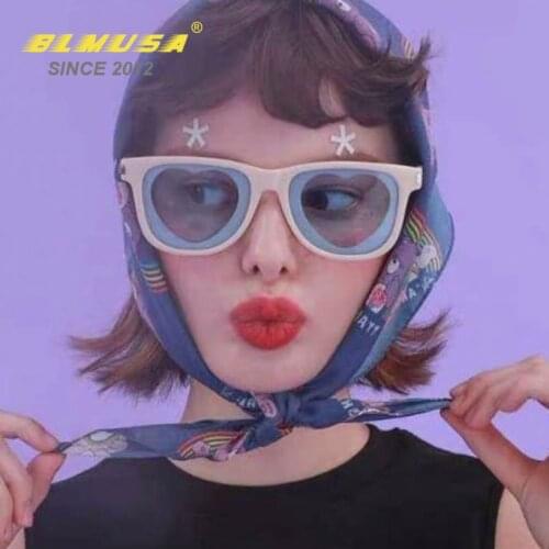 BLMUSA Womens Cream Personality Square Sunglasses Fashion Heart Glasses Lovely Sun glasses Pink Shades For Women Customizable