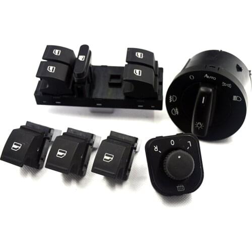 New Power Mirror Switch Headlight Switch Window Switch Button 6PCS/SET For Volkswagen VW Jetta MK5 golf 5 6 tiguan passat b6 CC
