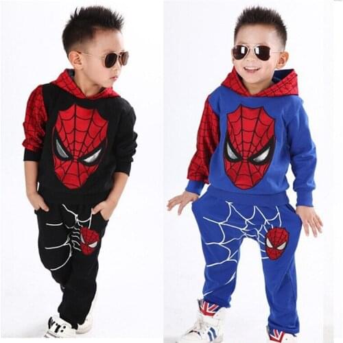 Children Spring and Autumn Boy Spider boys Two Piece Suit Cartoon Children Sweater