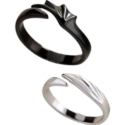MixMax One Pair Mens Womens 2 in 1 Couple Rings Fashion Jewelry Lovers Gifts Size Adjustable Pair of Wings