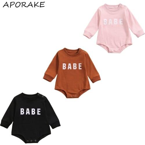 2021 0-24M Casual Baby Girls Boys Romper BABE Letter-printed Long Sleeve Jumpsuits Newborn Autumn Outfit Clothes Perfect Gift
