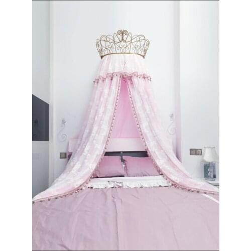 Princess air bed curtain mosquito net bedside curtain tassel gauze crown childrens room northern Europe