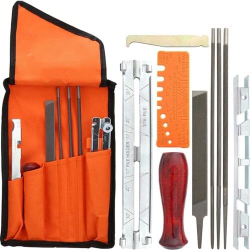 7Pcs/Set Professional Chainsaw Chain Sharpening Kit Tool Set Hardwood Handle + Round/Flat File Guide Bar File Sharpener Tools
