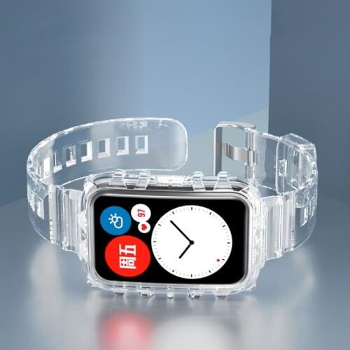 Transparent Sport Strap For HUAWEI Watch Fit Honor Band 6 Crystal Clear bracelet With Rugged Bumper Case Watch Fit Strap