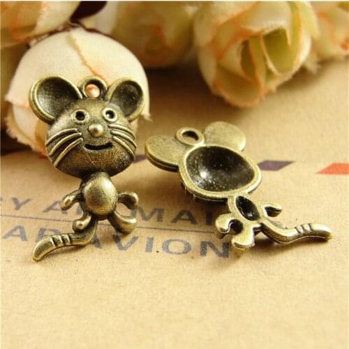 RONGQING 100pcs/lot Jewelry Accessories Fashion Jewelry Animal Mouse Charms for jewelry making NEW