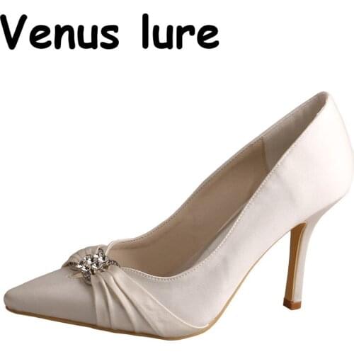 Custom Handmade High Heeled Luxury Designer Pointed Toe Shoes Ivory Bridal