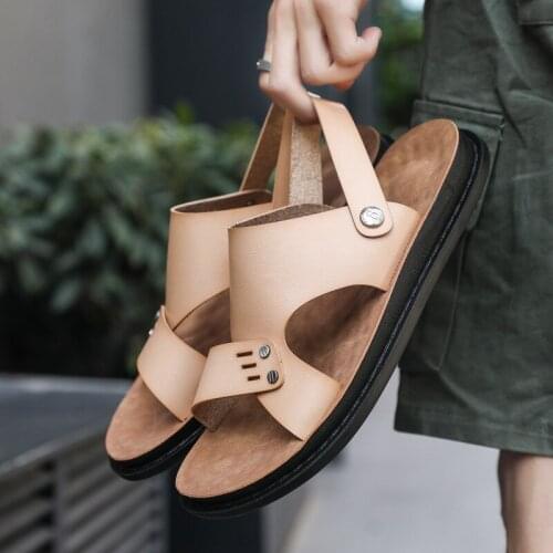 Men Leather Sandals Summer Classic Men Shoes Slippers Soft Sandals Men Roman Comfortable Outdoor Walking Footwear