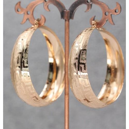 Hip Hop Trendy Gold Plated Copper Round Hoop Earrings For Women Girls Fashion Jewelry Acessories Wedding Party Birthday Gift