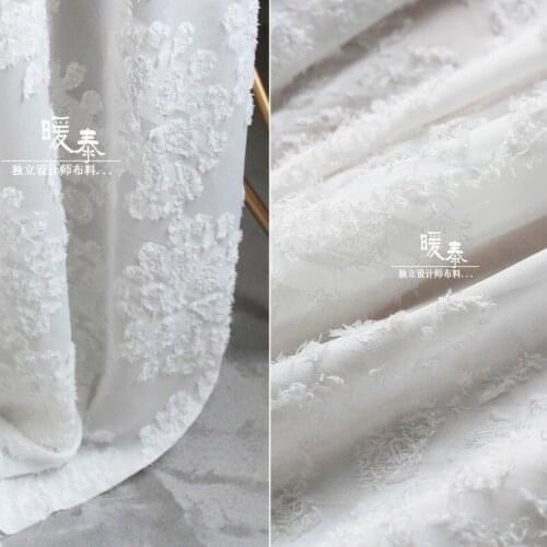 Tassels Chiffon Tulle Fabric White Sunflower Pattern DIY Patchwork Decor Hanfu Stage Skirt Lace Wedding Dress Designer Fabric