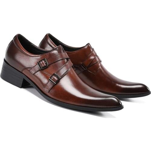 Trending Handmade Mens Office Business Shoes Genuine Leather Wedding Suit Dress Loafers Luxury Buckle Formal Men Shoes