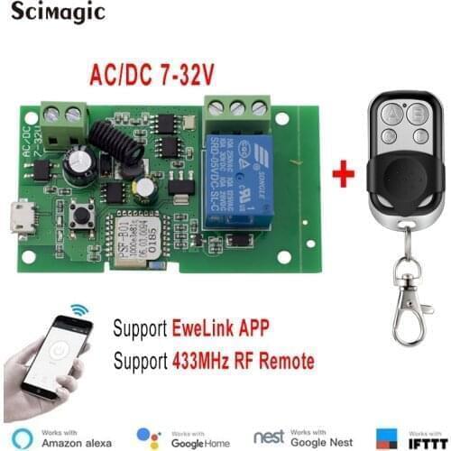 EWeLink Smart WiFi Switch 7-32V1C WiFi Module DIY Smart Home Alexa Compatible RF433MHz APP Remorte Control IFTTT Support