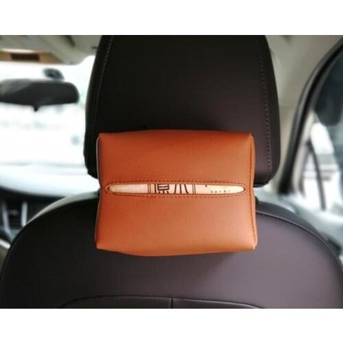 Universal Seat Back Armrest Leather Car Tissue Box Auto Pumping Cassette Holder Creative Removable Paper Napkin Box