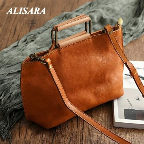 Vintage bag for women zipper small Shoulder bag, practical small tote brown retro Popular Japanese styles Handmade real leather