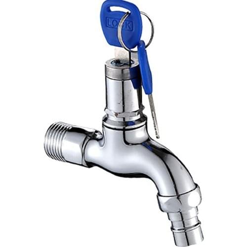 Anti-Theft Faucet Water Tap with Lock Key Alloy Key Switch Faucet Bibcocks for Kitchen Outdoor Garden