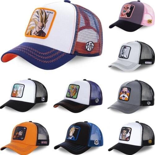 High Quality All Styles Cartoon Anime Snapback Baseball Cap Men Women Hip Hop Dad Mesh Trucker Hat Dropshipping