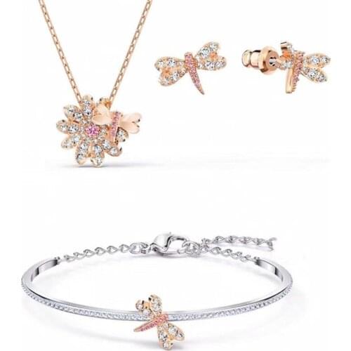 High quality SWA new popular exquisite dragonfly ladies necklace earring bracelet to send the best gift for ladies