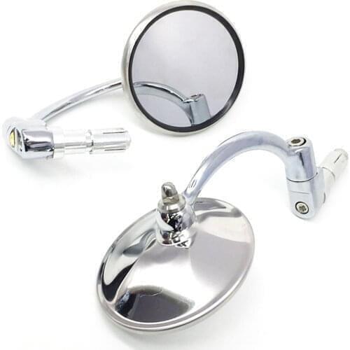 1Pair Motorcycle Rear View Mirrors Motorbike Handle Bar End Rear View Mirrors Chrome For Cafe Racer